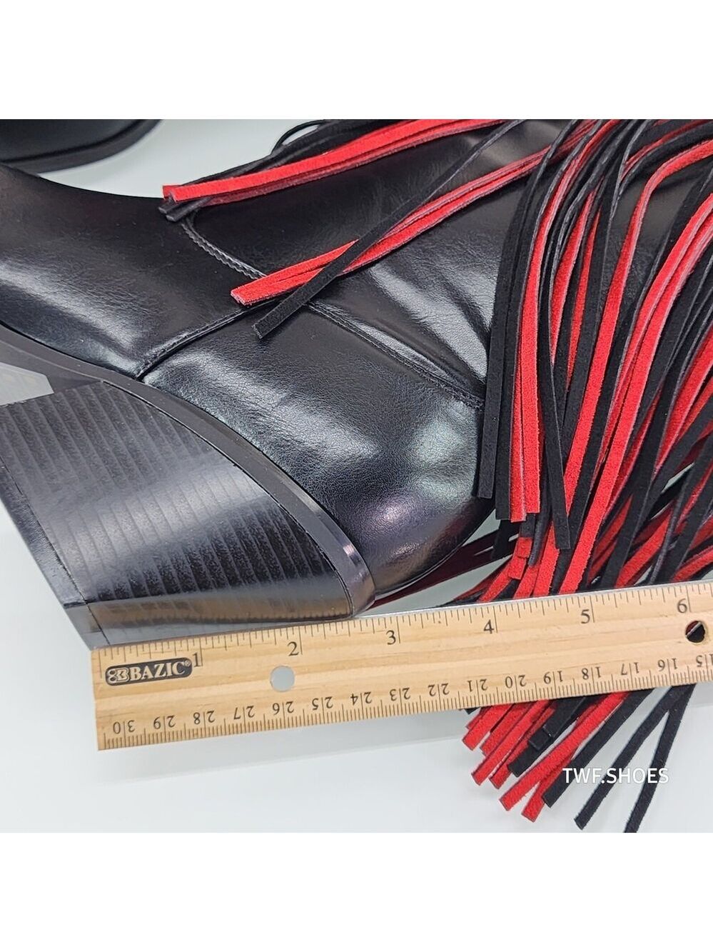 NIB Dusty Roads Mid Calf Black and Red Fringe Country Western Cowgirl Boots - Picture 12 of 12